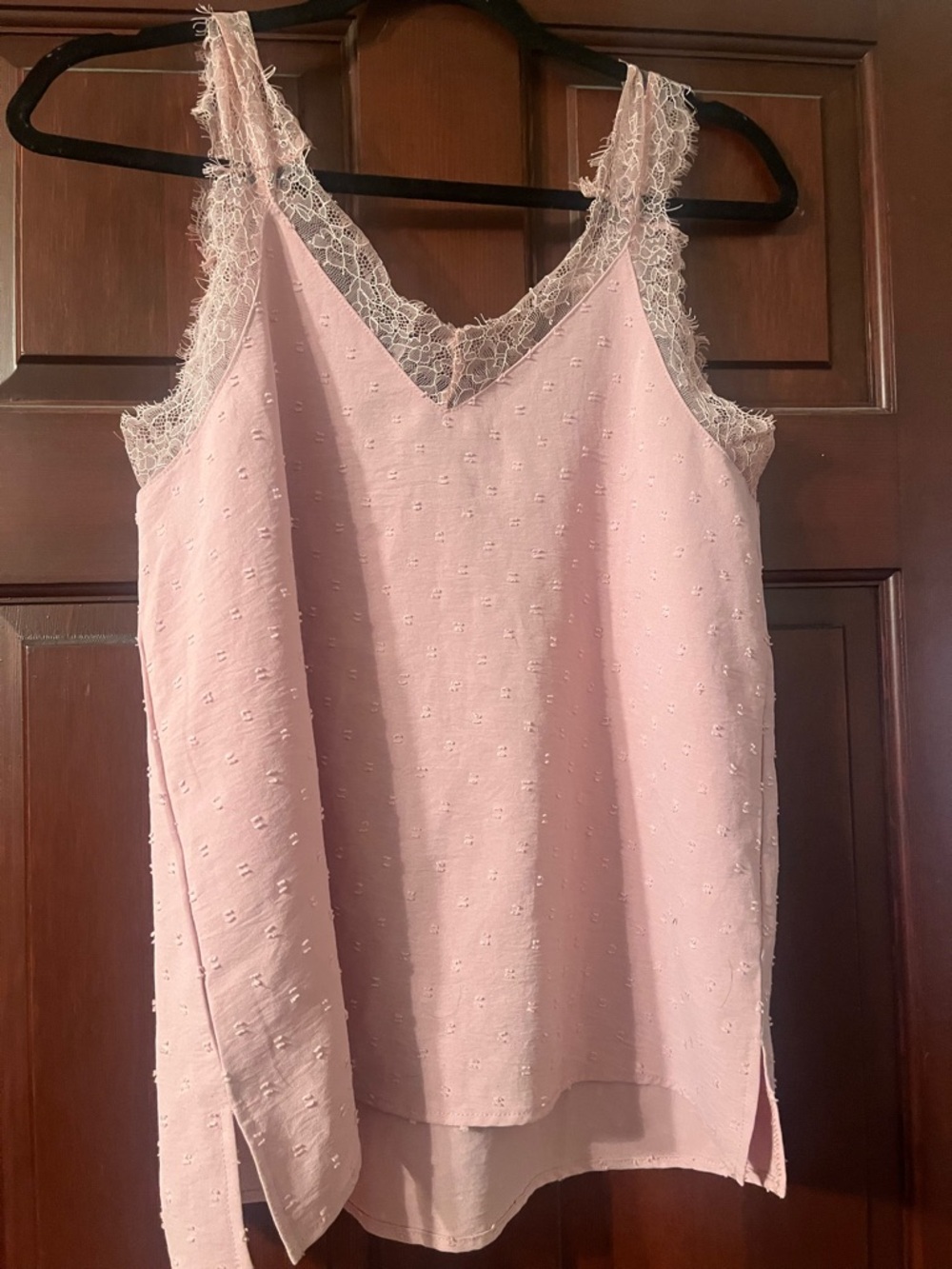 Women's Pink Lace-Trim Camisole Tank Top